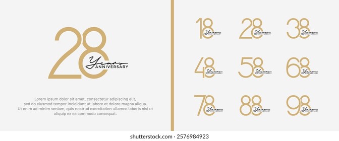 set of anniversary logo brown color on white background for celebration moment