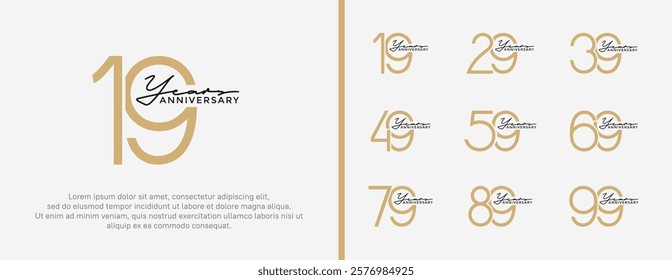 set of anniversary logo brown color on white background for celebration moment