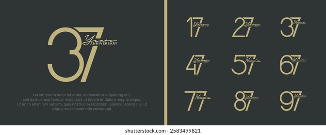 set of anniversary logo brown color on black background for celebration moment