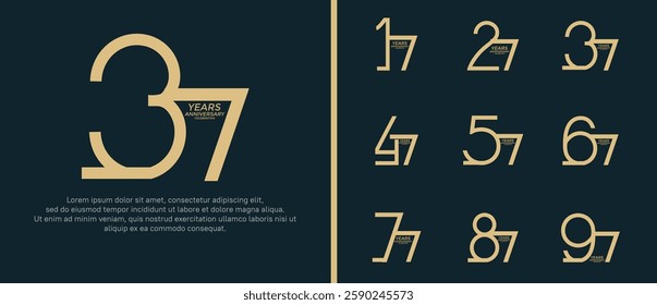 set of anniversary logo brown color on black background for celebration moment