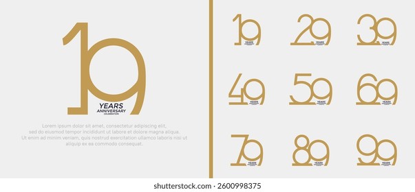 set of anniversary logo brown color on white background for celebration moment