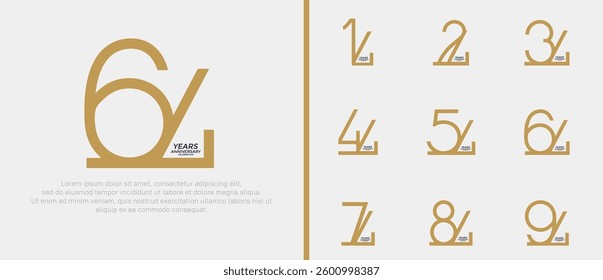 set of anniversary logo brown color on white background for celebration moment