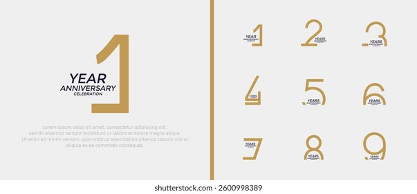 set of anniversary logo brown color on white background for celebration moment