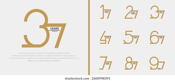 set of anniversary logo brown color on white background for celebration moment