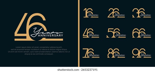 set of anniversary logo brown color on black background for celebration moment