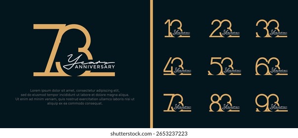 set of anniversary logo brown color on black background for celebration moment