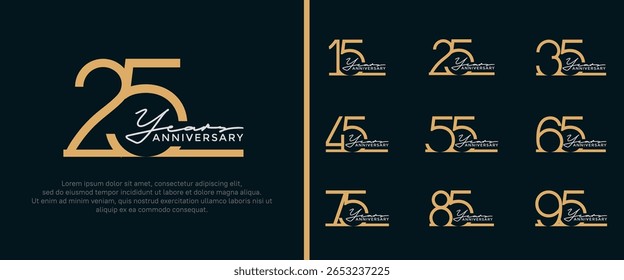 set of anniversary logo brown color on black background for celebration moment
