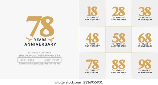 set of anniversary logo with brown number on white background can be use for celebration