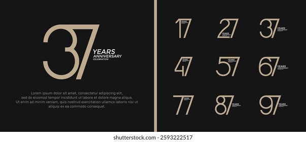set of anniversary logo brown and white color on black background for celebration moment