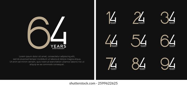 set of anniversary logo brown and white color on black background for celebration moment