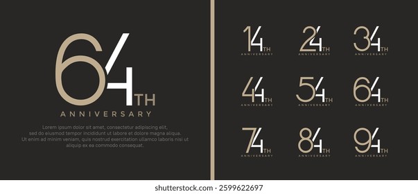 set of anniversary logo brown and white color on black background for celebration moment