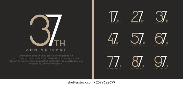 set of anniversary logo brown and white color on black background for celebration moment