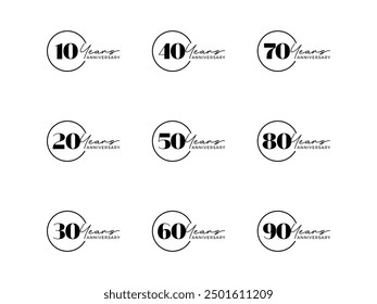 set of anniversary logo for celebration moment isolated on transparent background