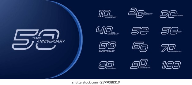 set of anniversary logo for celebration moment, company profile, booklet, leaflet, magazine, brochure, web, invitation or greeting card