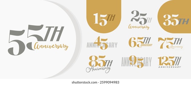 set of anniversary logo for celebration moment, company profile, booklet, leaflet, magazine, brochure, web, invitation or greeting card