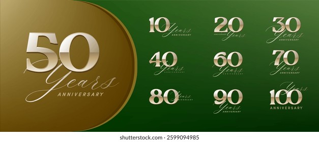 set of anniversary logo for celebration moment, company profile, booklet, leaflet, magazine, brochure, web, invitation or greeting card