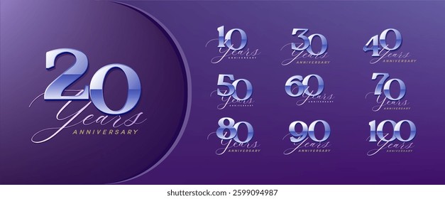 set of anniversary logo for celebration moment, company profile, booklet, leaflet, magazine, brochure, web, invitation or greeting card