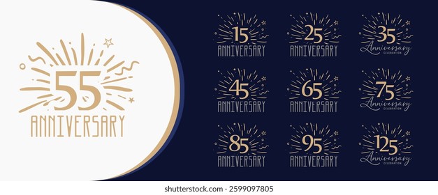 set of anniversary logo for celebration moment, company profile, booklet, leaflet, magazine, brochure, web, invitation or greeting card