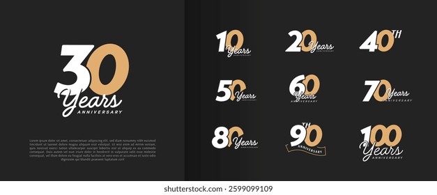 set of anniversary logo for celebration moment, company profile, booklet, leaflet, magazine, brochure, web, invitation or greeting card
