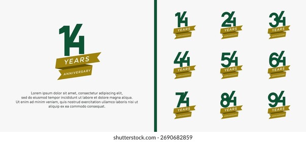 conjunto de aniversário logotipo liso cor verde no fundo branco para o momento de celebração