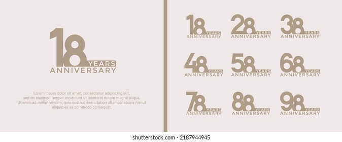 set of anniversary logo gold brown color on white background for celebration moment