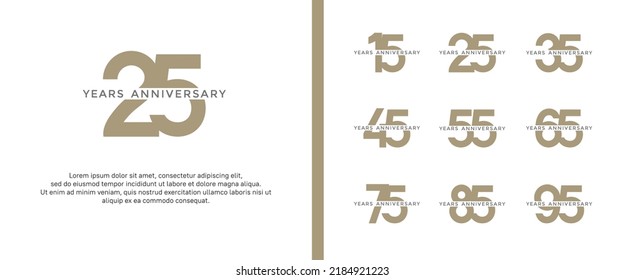 set of anniversary logo gold color on white background for celebration moment