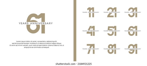 set of anniversary logo gold color on white background for celebration moment