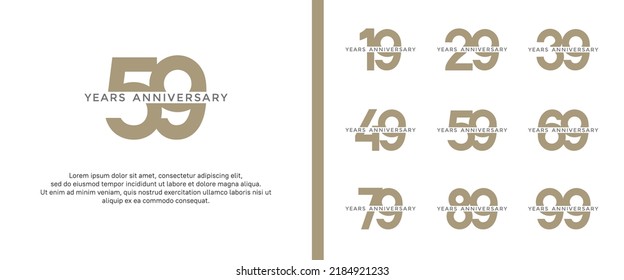 set of anniversary logo gold color on white background for celebration moment