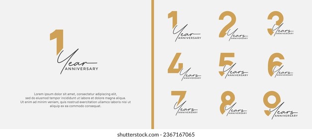 set of anniversary logo gold color on white background for celebration moment