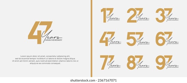 set of anniversary logo gold color on white background for celebration moment