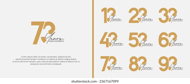 set of anniversary logo gold color on white background for celebration moment