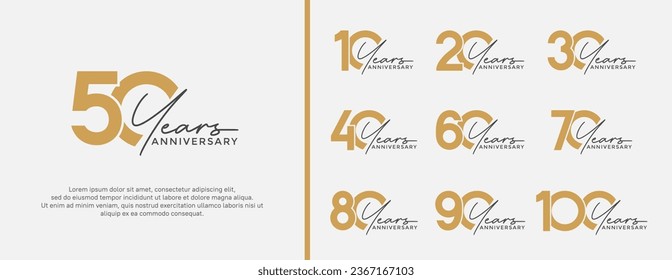 set of anniversary logo gold color on white background for celebration moment