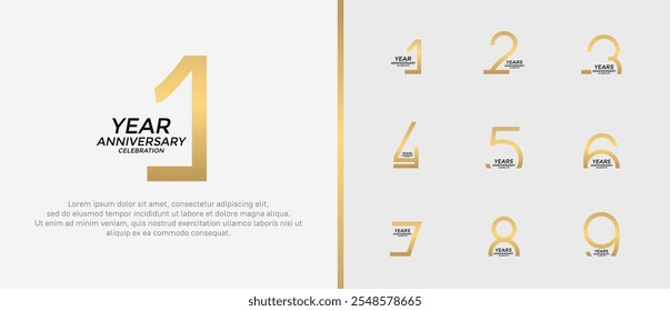 set of anniversary logo gold color on white background for celebration moment