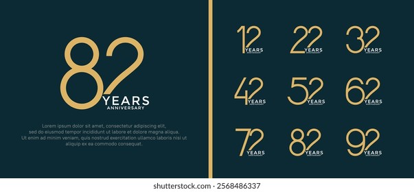 set of anniversary logo gold and white color on green background for celebration moment