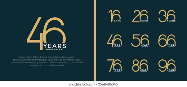 set of anniversary logo gold and white color on green background for celebration moment