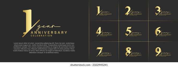 set of anniversary logo with golden color can be use for celebration