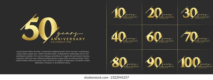 set of anniversary logo with golden color can be use for celebration
