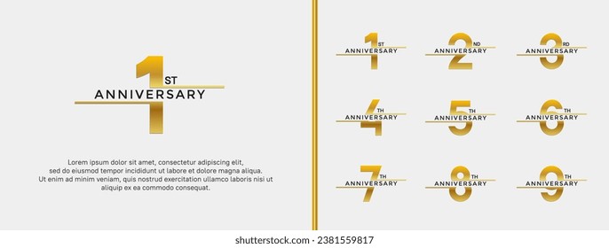 set of anniversary logo golden color on white background for celebration moment