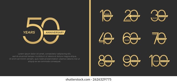 set of anniversary logo golden color on brown background for celebration moment