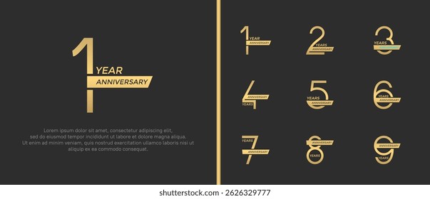 set of anniversary logo golden color on brown background for celebration moment