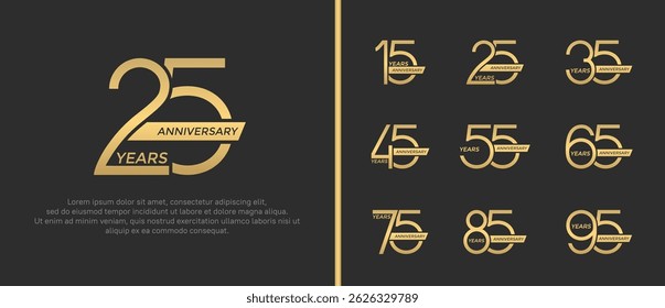 set of anniversary logo golden color on brown background for celebration moment