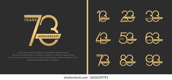set of anniversary logo golden color on brown background for celebration moment