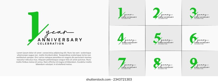 set of anniversary logo with green and black color can be use for celebration