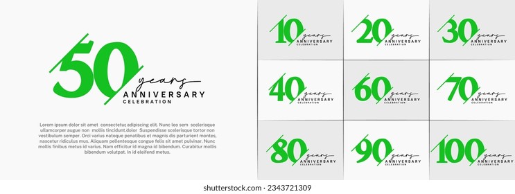 set of anniversary logo with green and black color can be use for celebration