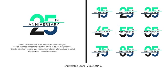set of anniversary logo green color on white background for celebration moment