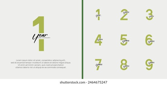 set of anniversary logo green color number on white background for celebration