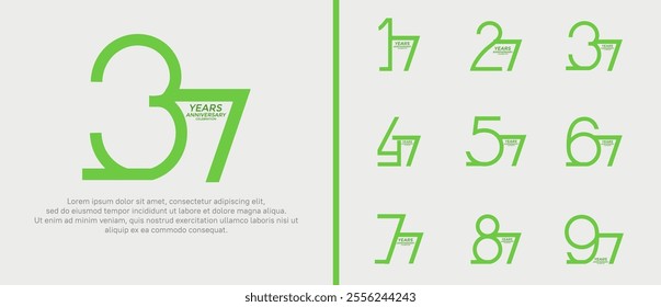 set of anniversary logo green color on white background for celebration moment