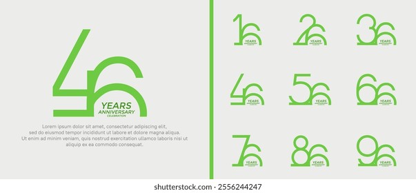 set of anniversary logo green color on white background for celebration moment