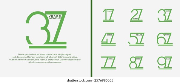 set of anniversary logo green color on white background for celebration moment