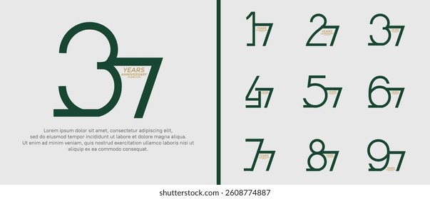 set of anniversary logo green color on white background for celebration moment
